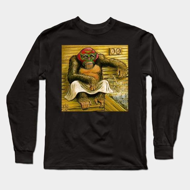 Luchador Chimpanzee Long Sleeve T-Shirt by mikeskki